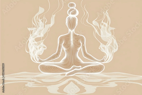 Fototapeta Yoga Pose with Flowing Steam, Steam and Yoga in Harmony
