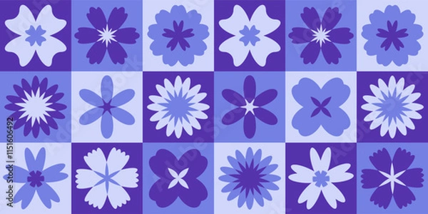 Obraz Geometric floral pattern. Flowers seamless background.