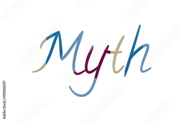 Fototapeta the word myth on colorful cartoon paper