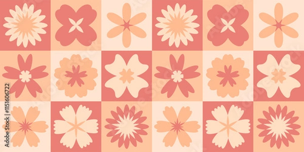 Obraz Geometric floral pattern. Flowers seamless background.