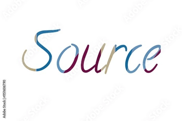 Fototapeta the word source on colorful cartoon paper