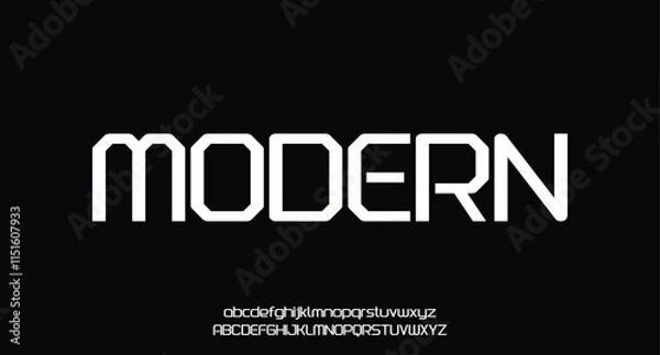 Fototapeta Modern abstract digital alphabet font. Minimal technology typography, Creative urban sport fashion futuristic font and with numbers. vector illustration
