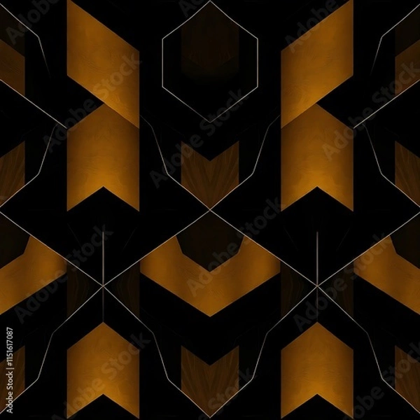 Fototapeta Golden Hexagon Abstract Pattern 