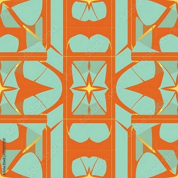 Obraz Geometric Teal and Orange Pattern 
