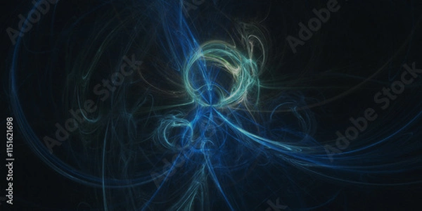 Fototapeta the black background with an abstract pattern resembles a spiral galaxy with twisting lights