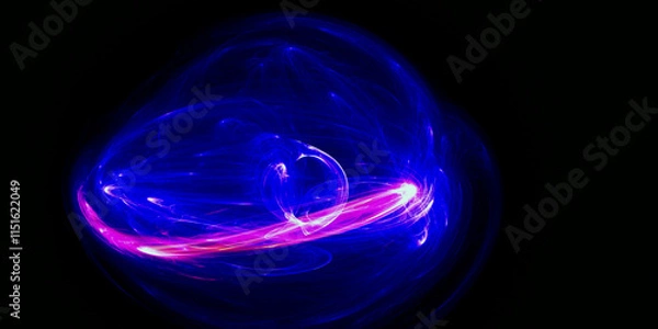 Fototapeta the black background with an abstract pattern resembles a spiral galaxy with twisting lights