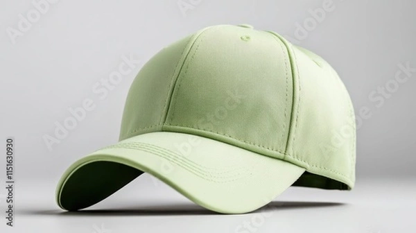 Fototapeta Neon green trucker cap mock up for brand promotion and marketing display on a white background