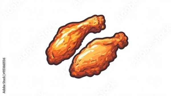 Fototapeta Chicken Wing Vector Icon for Restaurant Menus and Food Illustrations