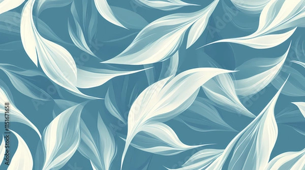 Fototapeta Abstract zephyr shapes on blue seamless background, elegant, simplicity, dynamic, subtle, patterned. zephyrine. illustration. Zephyrous. Illustration