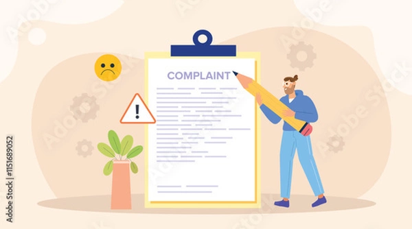 Obraz An illustration depicting the process of problem resolution and complaint handling, with a visual of a customer service representative interacting with a customer through a digital interface