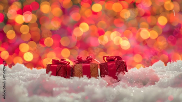 Obraz Festive Red Christmas Gift Boxes