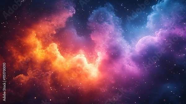 Fototapeta Brilliant lightning brightens a dynamic colorful cosmic scene with clouds wallpaper image