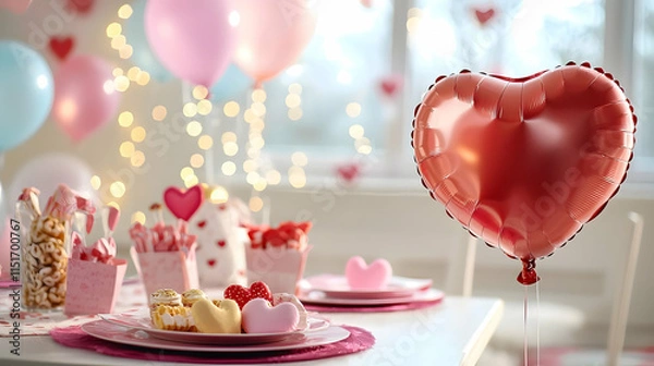 Fototapeta A playful and festive setup perfect for celebrating love in a fun and vibrant way.