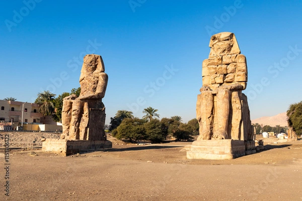 Obraz Colossi of Memnon in the Nekorpole of Thebes, Egypt, Luxor