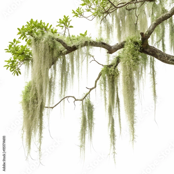 Obraz Spanish moss is a gray-green epiphytic plant that hangs from tree branches