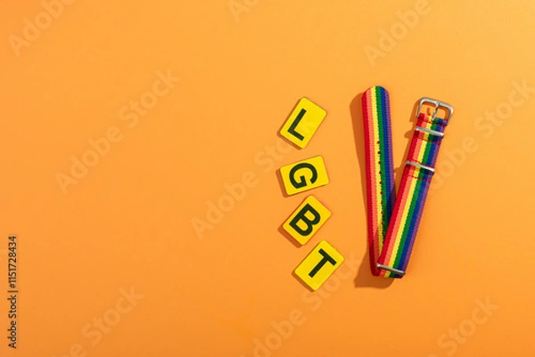 Obraz Colored lgbt bracelet on bright background.
