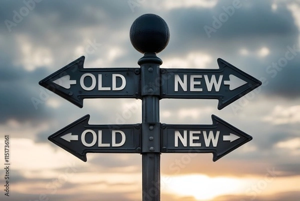 Fototapeta  "NEW" and "OLD"  symbolizing a balance or decision between new and old ideas.
