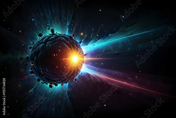Fototapeta Infinity expansion of life. Vector infinity sign explosion background. Small particles strive out of center. Blurred debrises into rays or lines under high speed of motion. Burst, explosion backdrop.
