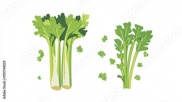 Fototapeta Fresh Celery Vector Illustration for Professional Designs and Culinary Projects