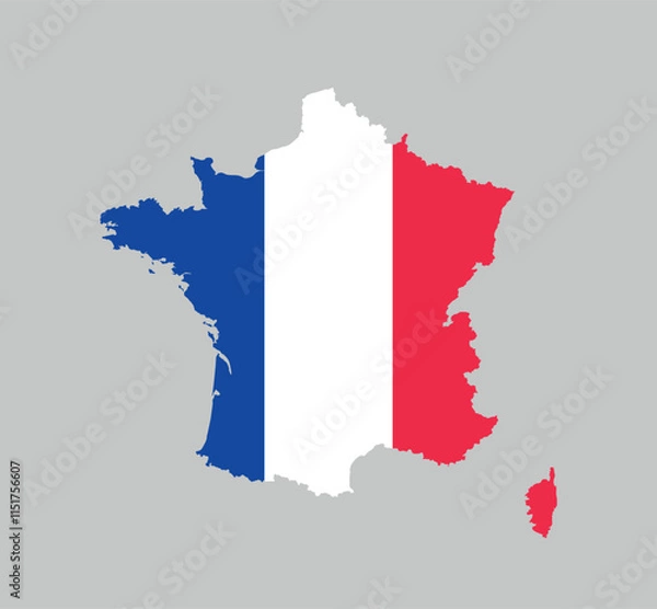 Obraz France Map vector icon. Map of France in Flag colors.