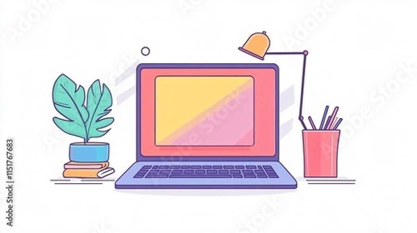 Obraz Modern Laptop Icon Vector Design for Technology Concepts