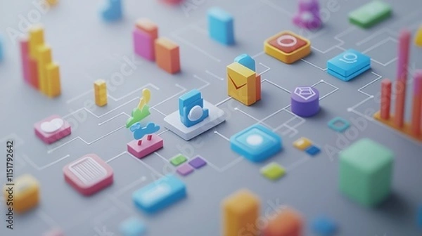 Obraz A Network of Possibilities: A Visual Representation of Interconnected Digital Systems