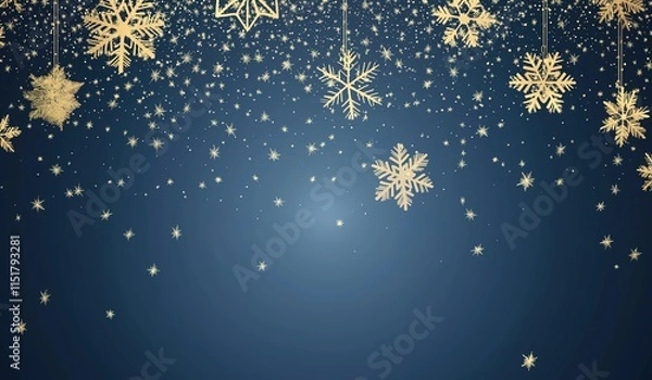 Fototapeta Golden Snowflake Vector Holiday Background for Christmas and New Year Celebrations, with Text Space for Posters and Greeting Cards