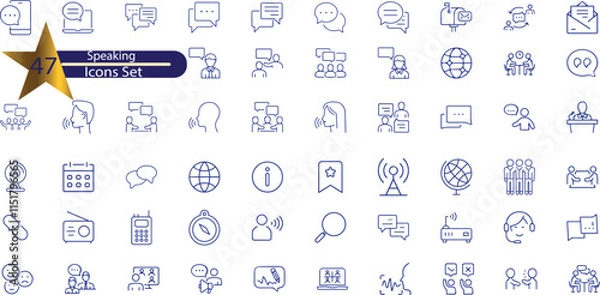 Obraz Speaking Line Editable Icons set