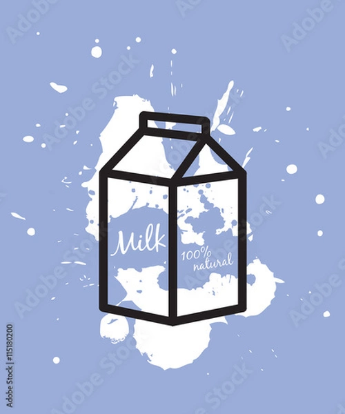 Obraz Milk icon with drops, sprays and thick line.