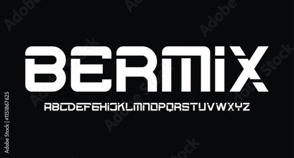 Fototapeta Modern Design vector linear Font for Title, Header, Lettering, Logo, Monogram. Corporate Business Luxury Technology Typeface. Letters, Numbers Line art style.
