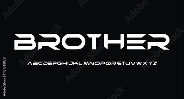 Fototapeta futuristic font, thin wide alphabet. High tech typeset for headline and logo of hud, ai, data science graphic, sci-fi, science and medical technology, digital interface. Vector typography