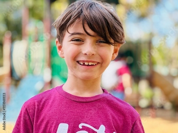 Fototapeta portrait of a child smiling missing teeth 