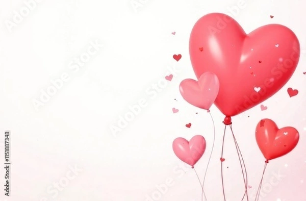 Fototapeta greeting card with hearts, free space for text