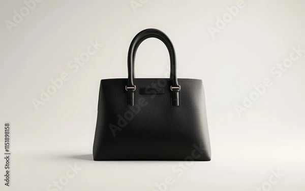 Fototapeta A high-resolution 3D rendering of a black women's handbag, isolated on a white background. 