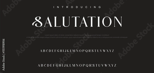 Fototapeta Luxury serif font in modern style. Elegant wedding alphabet letters font and number. Typography Luxury classic lettering serif fonts decorative vintage retro logo