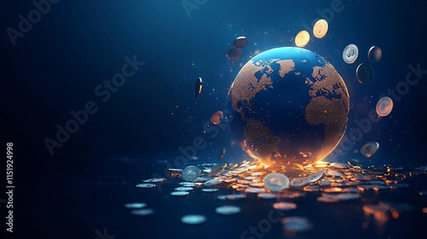 Obraz Global financial growth impact investing in tomorrow's economy digital environment creative viewpoint