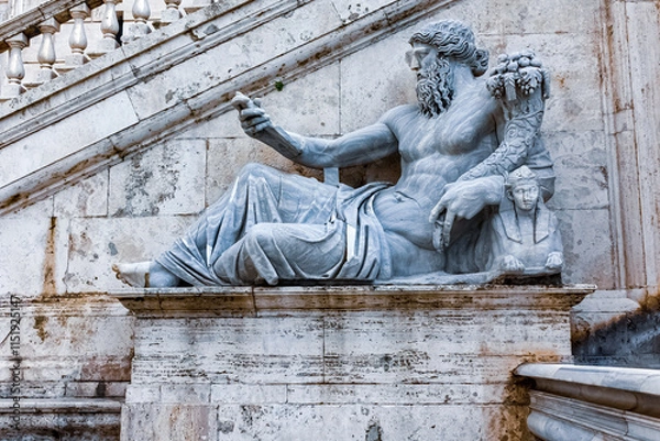 Obraz Statua del Fiume Nilo in Piazza del Campidoglio. Roma, Italia