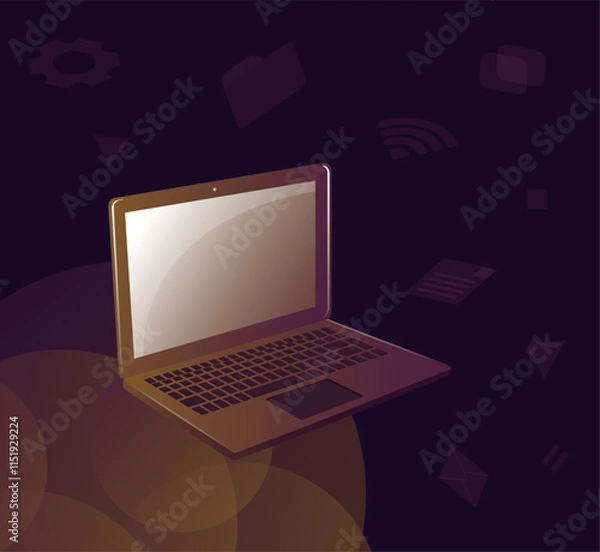 Obraz Laptop with related elements as a backround vector illustration