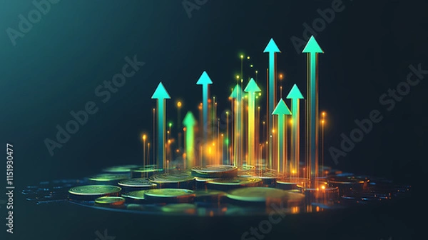 Obraz Financial growth impact investing in emerging markets digital visualization of currency trends futuristic environment