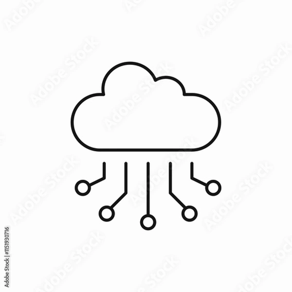 Fototapeta Cloud computing network icon vector sign