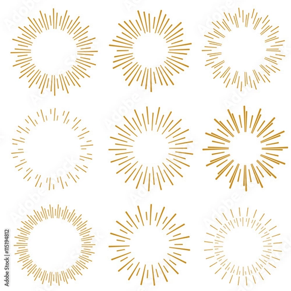 Obraz hand drawn sunburst set