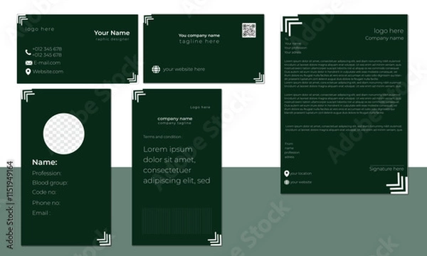 Fototapeta  brand identity , Free vector collection of professional stationery template for business presentation, business card, letter head, identity card, advertisement identity card, Free vector business .