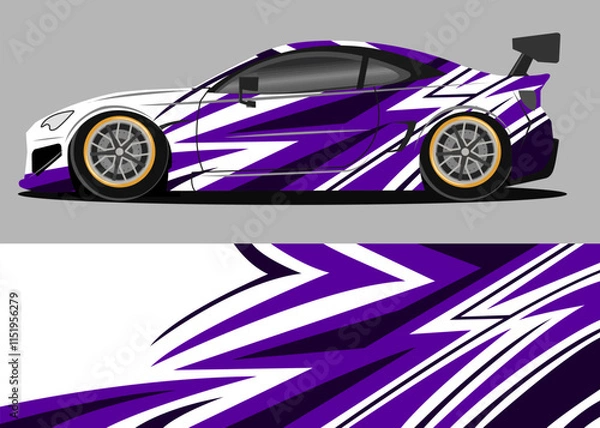 Obraz Wrap car design decal with purple and white color