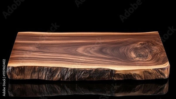 Fototapeta Reflective Wood Texture. Polished wood texture with a dark walnut grain, captured with reflective lighting in a studio setting.