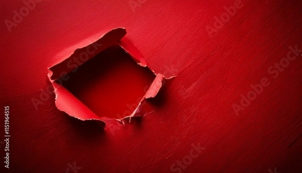 Obraz a red paper with a hole in it