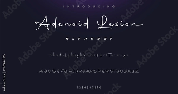 Fototapeta Hand drawn vector alphabet. Modern monoline signature script font. Elegant Signature Font. Best Alphabet Beautiful Calligraphy Signature Font lettering