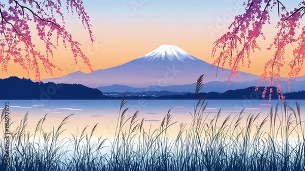 Fototapeta 和柄-新年の富士山