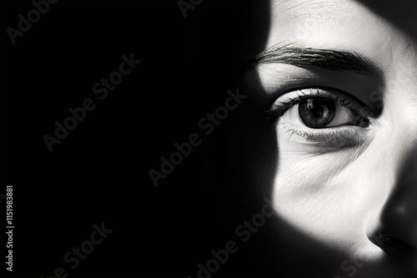 Fototapeta a close up of a persons face with a visible shadow such as a sha
