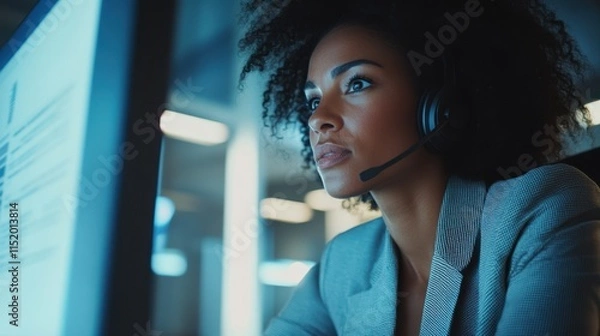 Obraz The Woman with Headset Focus