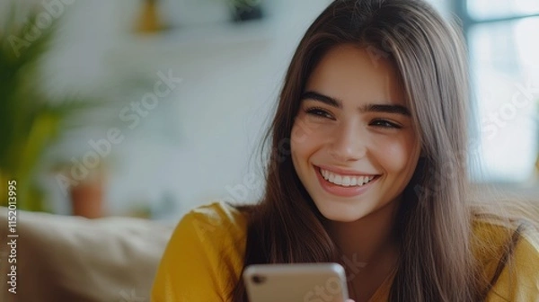 Obraz The Woman Smiling with Phone